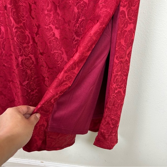 NWT Lulu's You're My Type Red satin jacquard midi slip dress size: XL - Picture 4 of 13